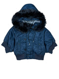 Diesel Black Gold Cropped Fur Hood Bomber Jacket