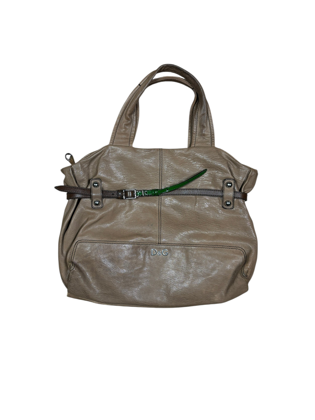 Bolso de hombro de cuero marrón de Dolce & Gabbana de los años 2000 con detalle de correa