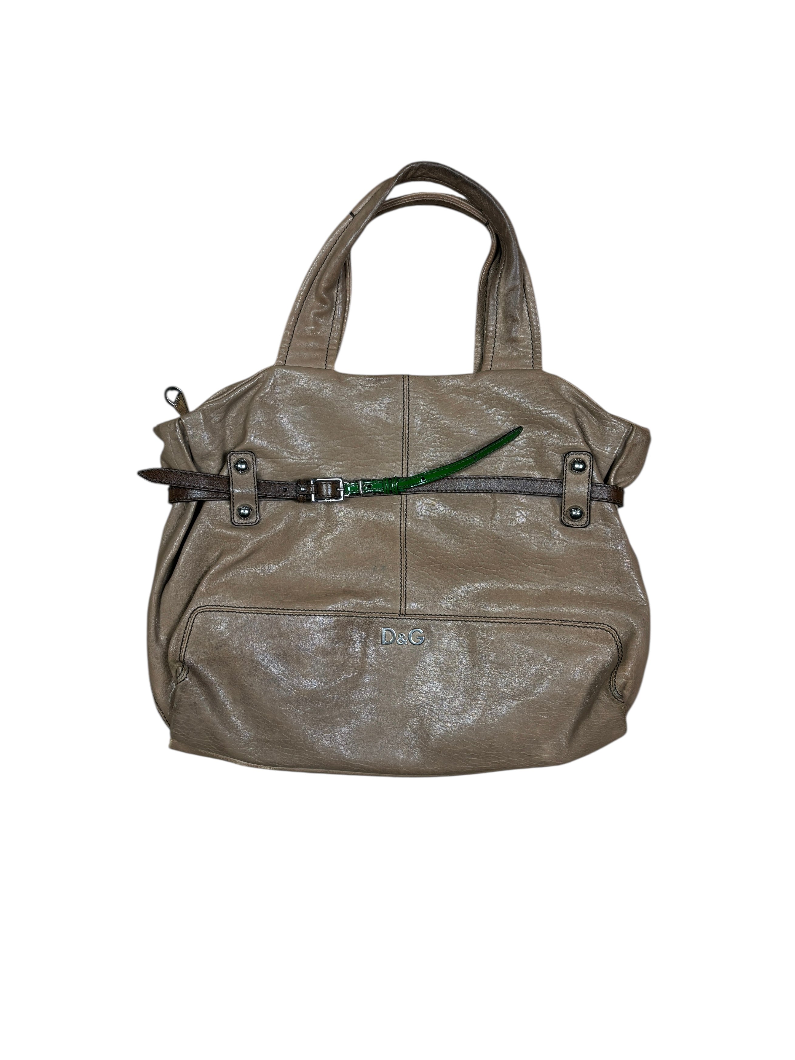 Dolce & Gabbana 2000s Brown Leather Shoulder Bag with Strap Detail