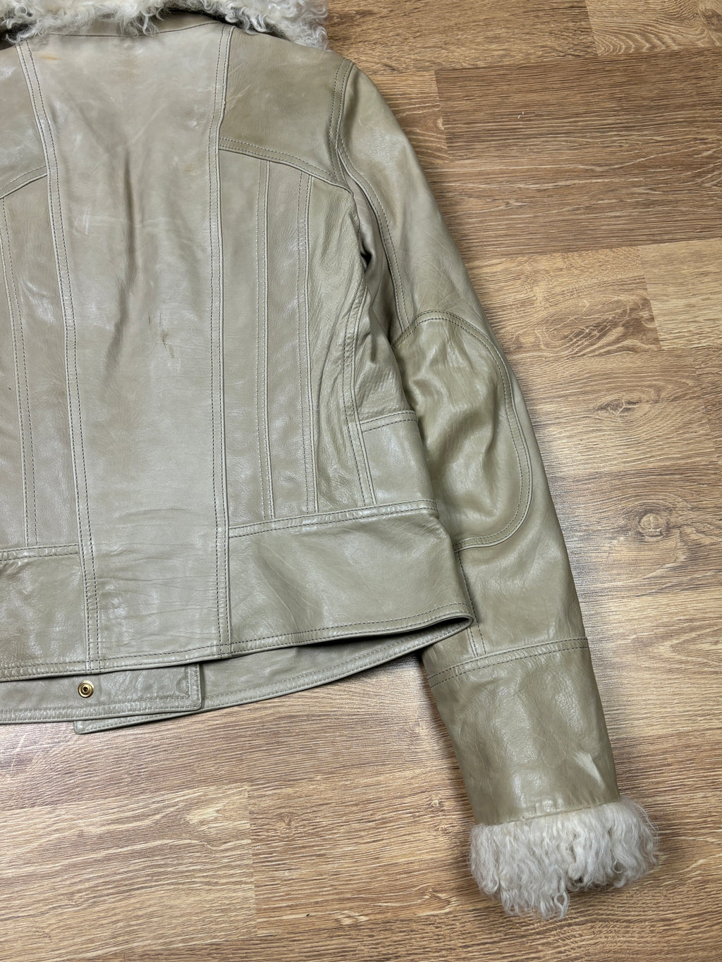 Gucci Frida Giannini Leather Shearling Collar Jacket