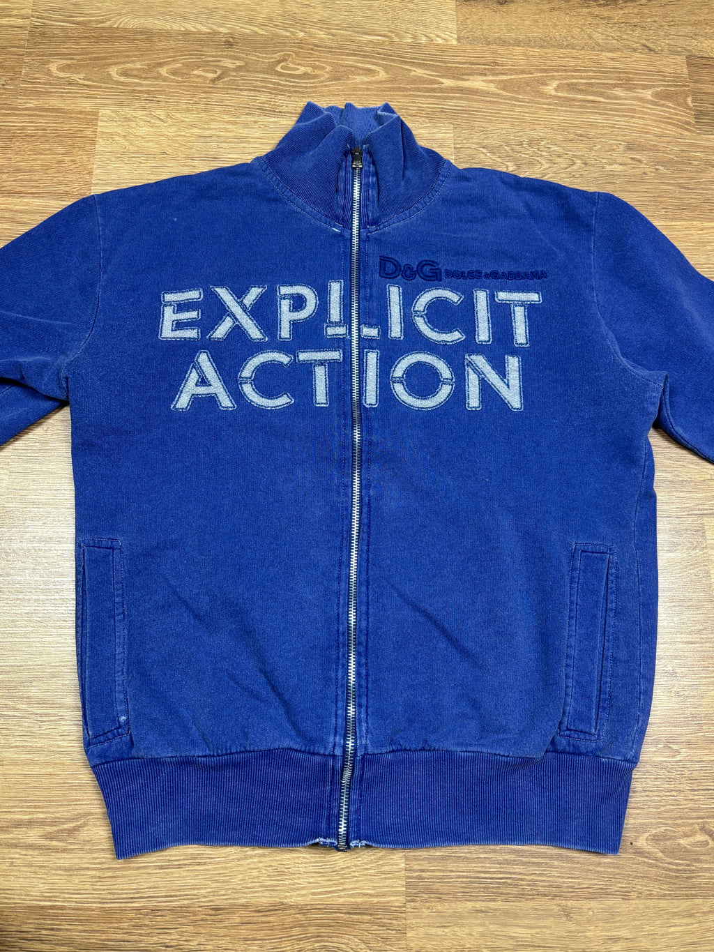 2000s D&G “Explicit Action” Zip-Up Sweatshirt