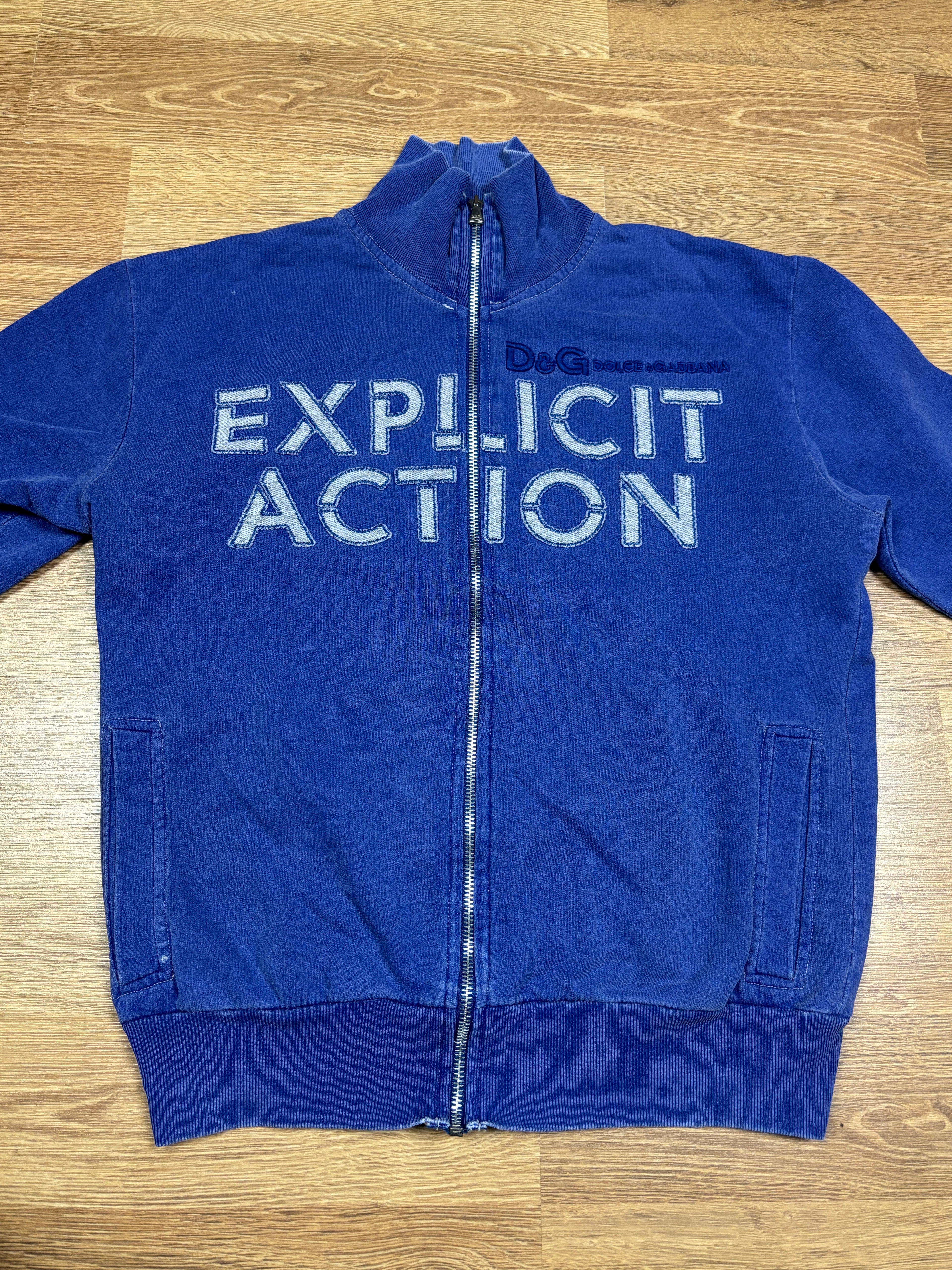 2000s D&G “Explicit Action” Zip-Up Sweatshirt