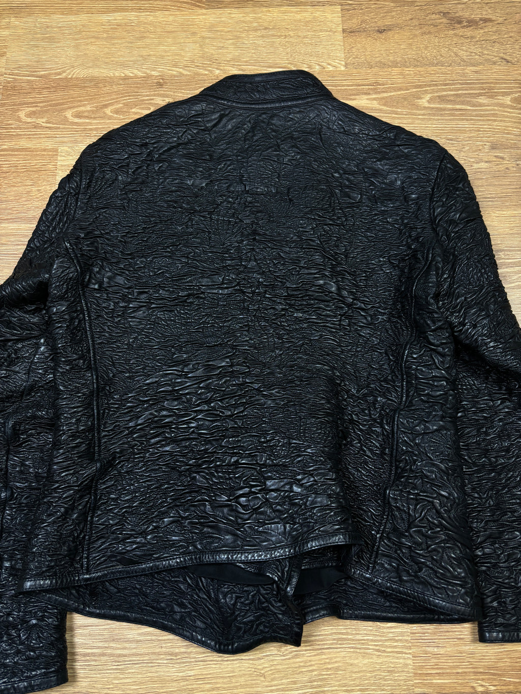 Gucci by Frida Giannini Asymmetrical Wrinkled Stretch Leather Jacket