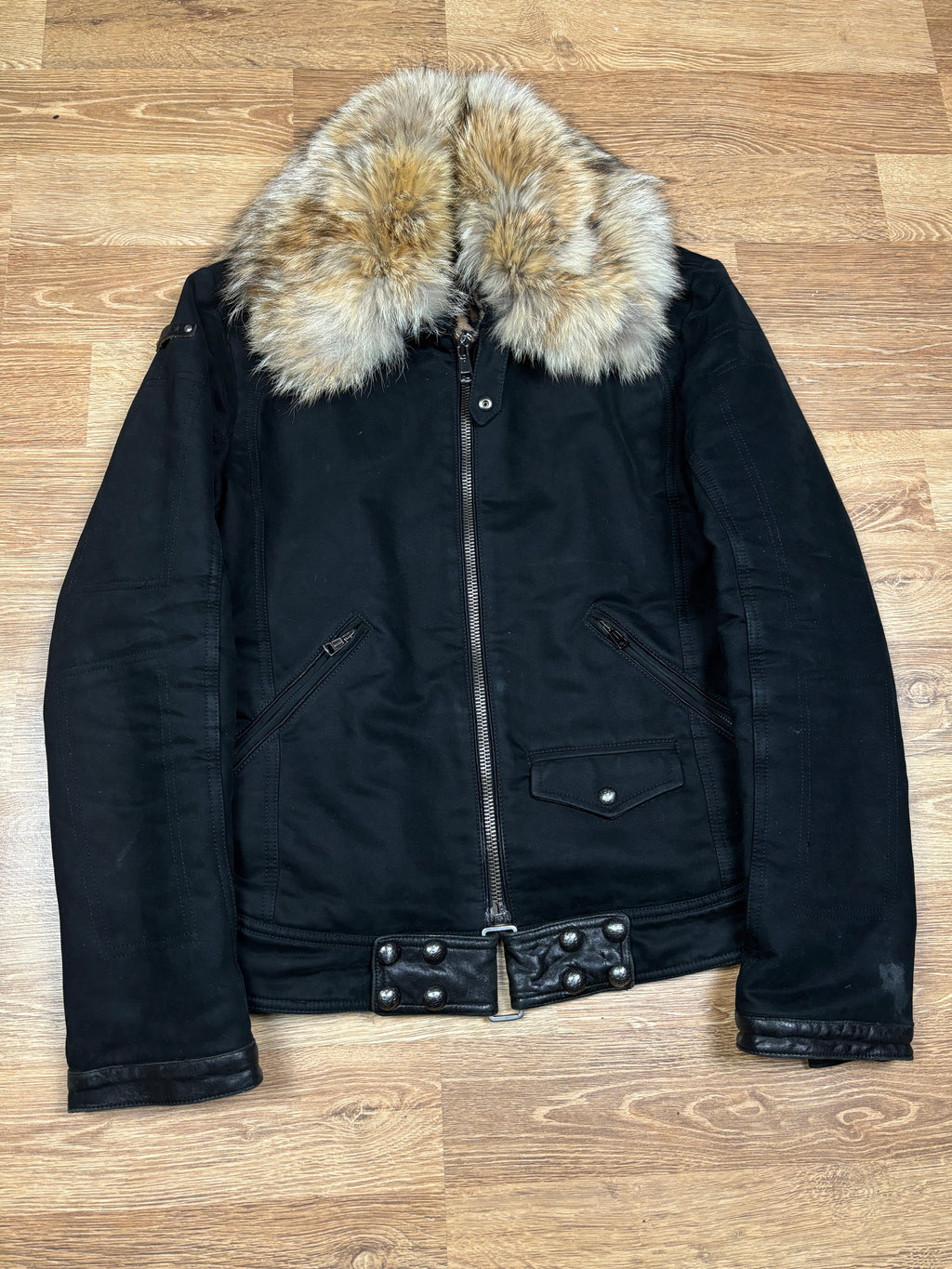 Andrew Mackenzie Fur Collar Leopard Lined Jacket