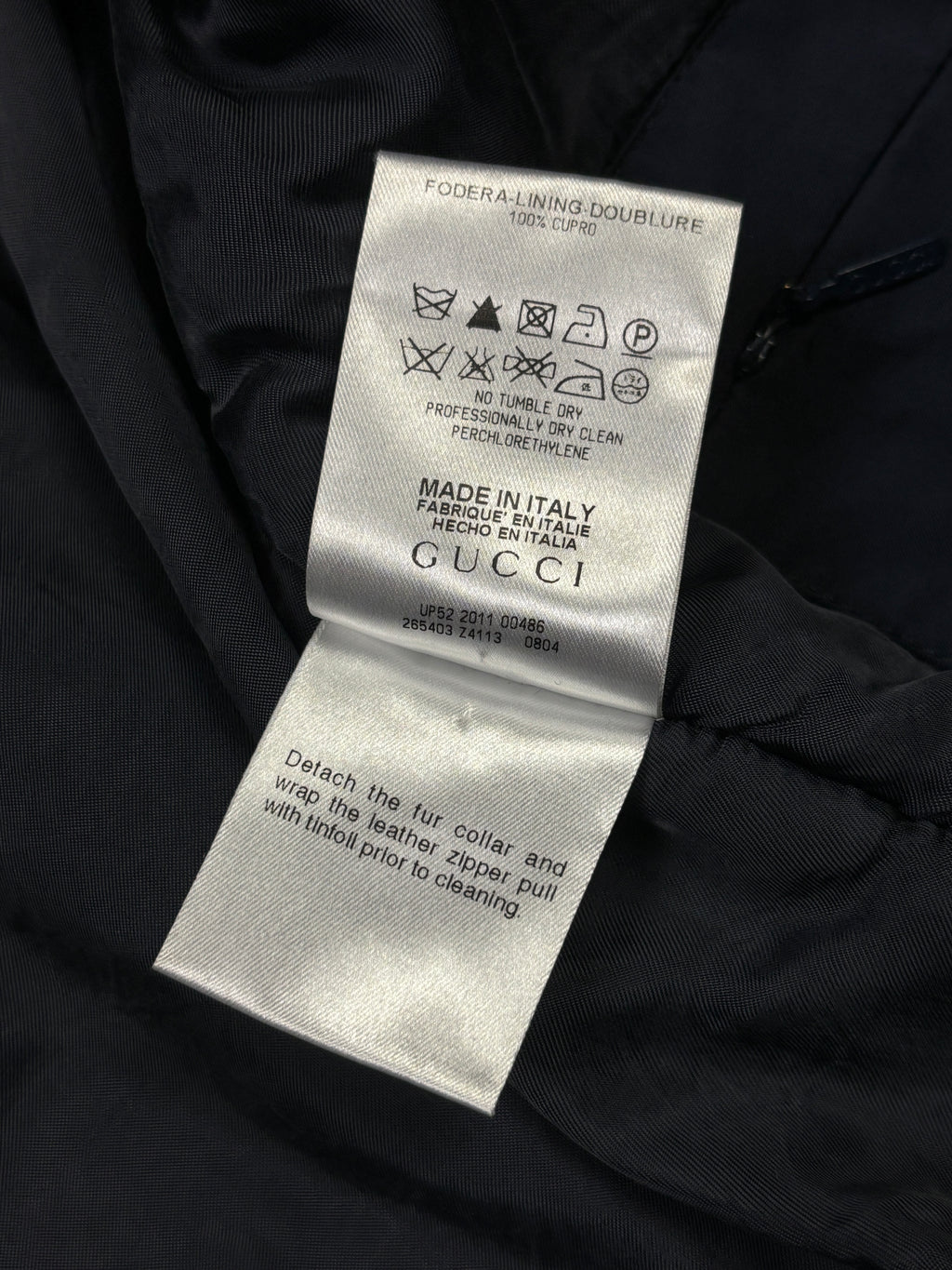 Gucci AW2011 Shearling Collar Nylon Bomber Jacket