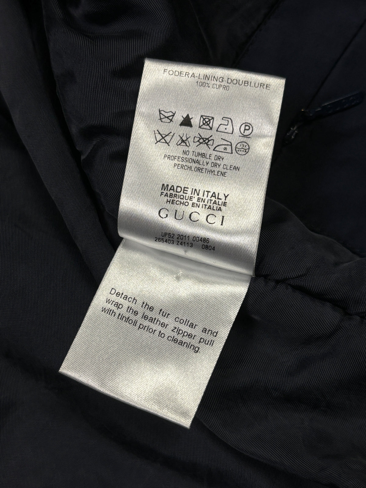 Gucci AW2011 Shearling Collar Nylon Bomber Jacket