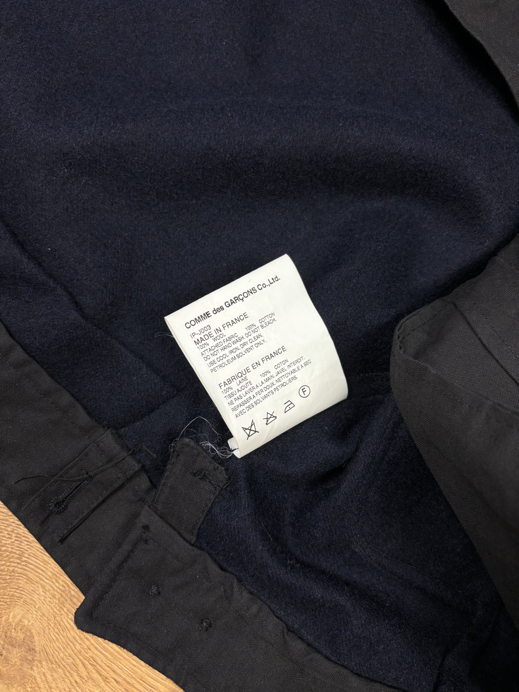 AW2015 Comme des Garçons Back Logo Cropped Wool Jacket