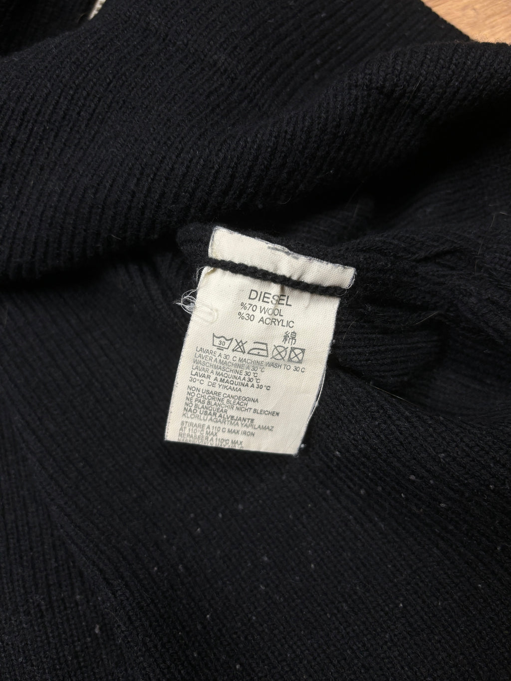 2000s Diesel Woolen Goth Logo Zip Up Knit