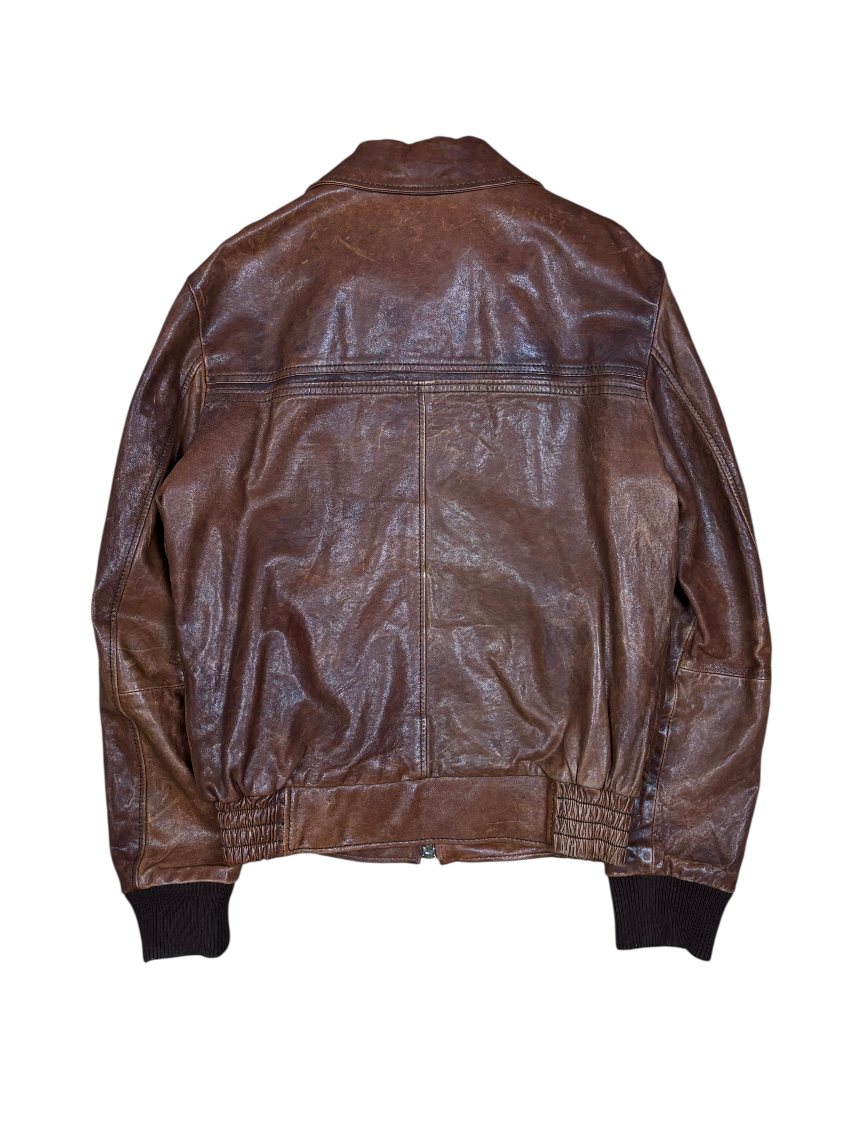 Chaqueta Bomber Dolce & Gabbana de cuero marrón "Story Of Love 1994" de los 2000
