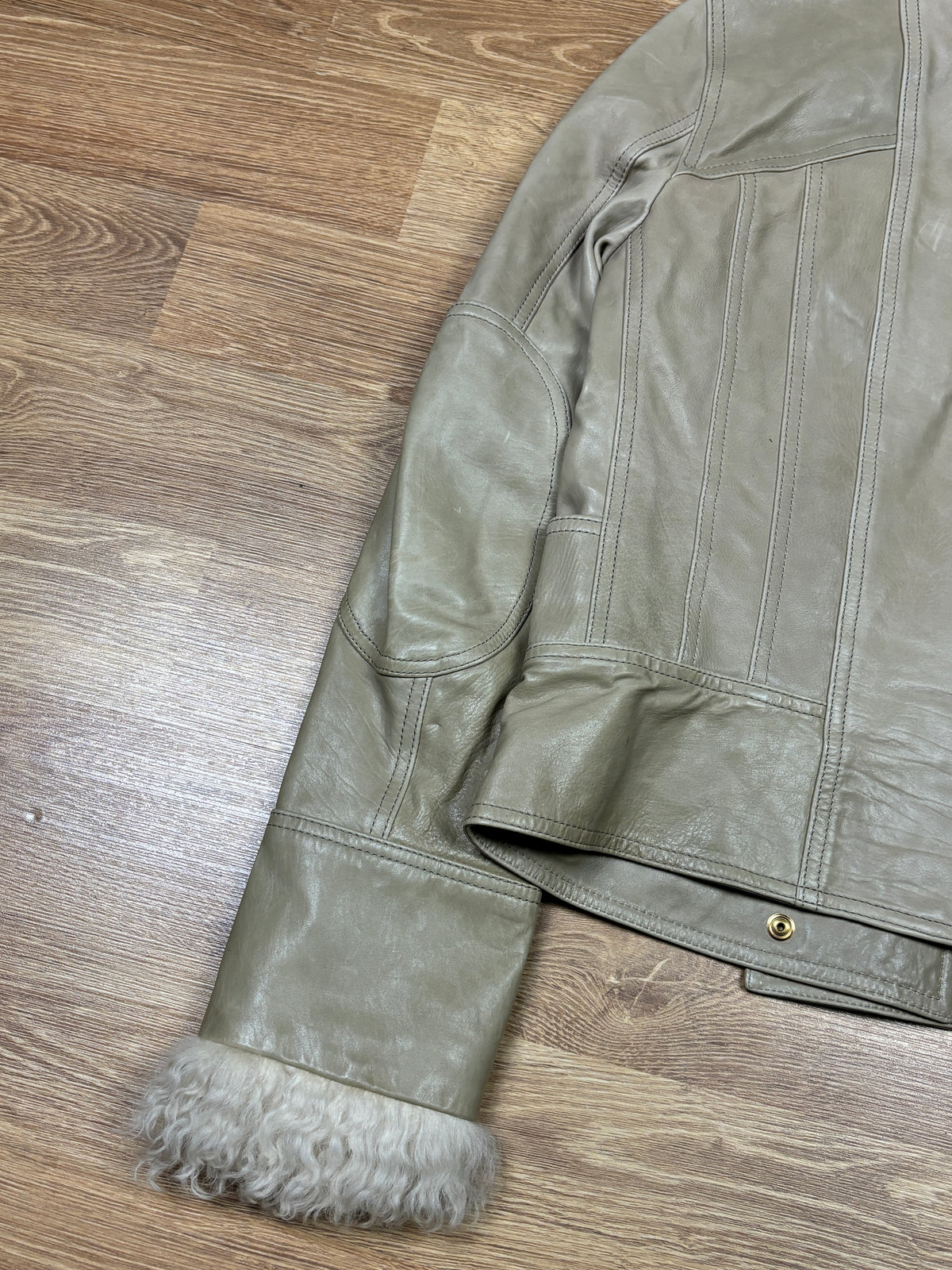 Gucci Frida Giannini Leather Shearling Collar Jacket