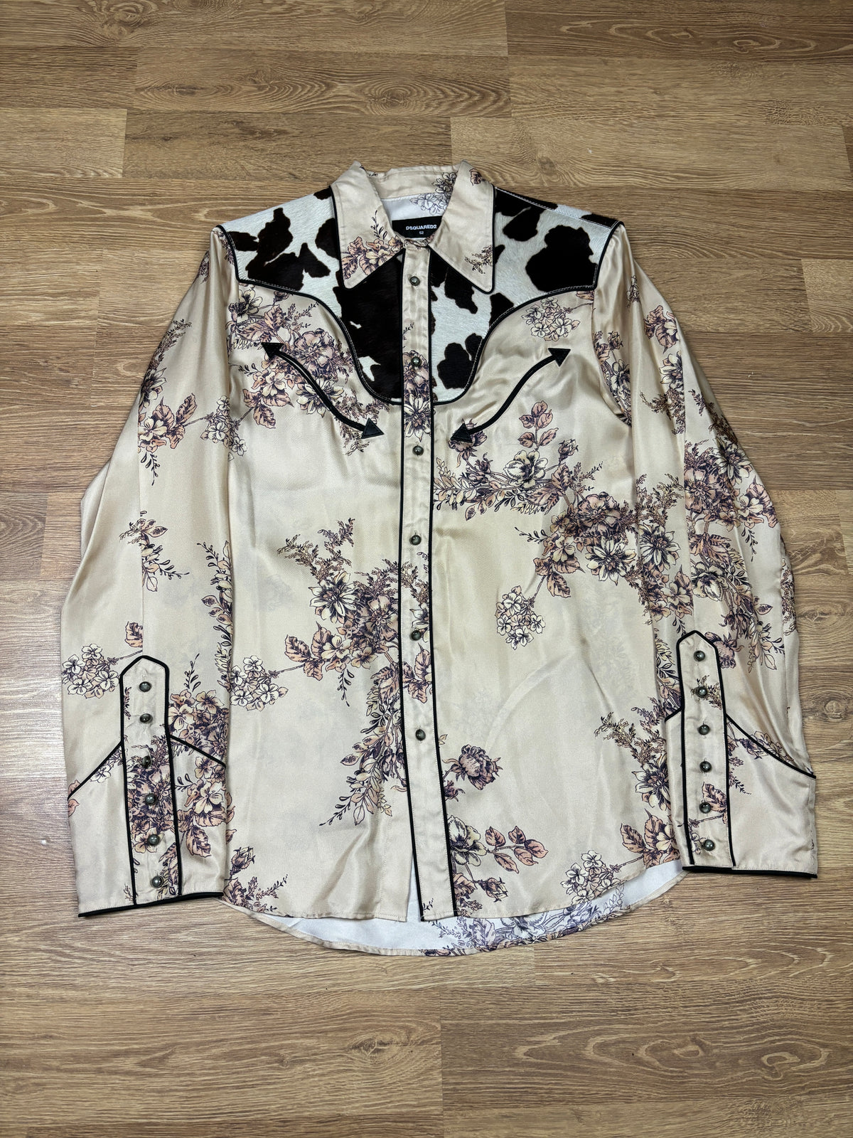 Dsquared2 FW2018 Runway Silk & Cowhide Western Shirt