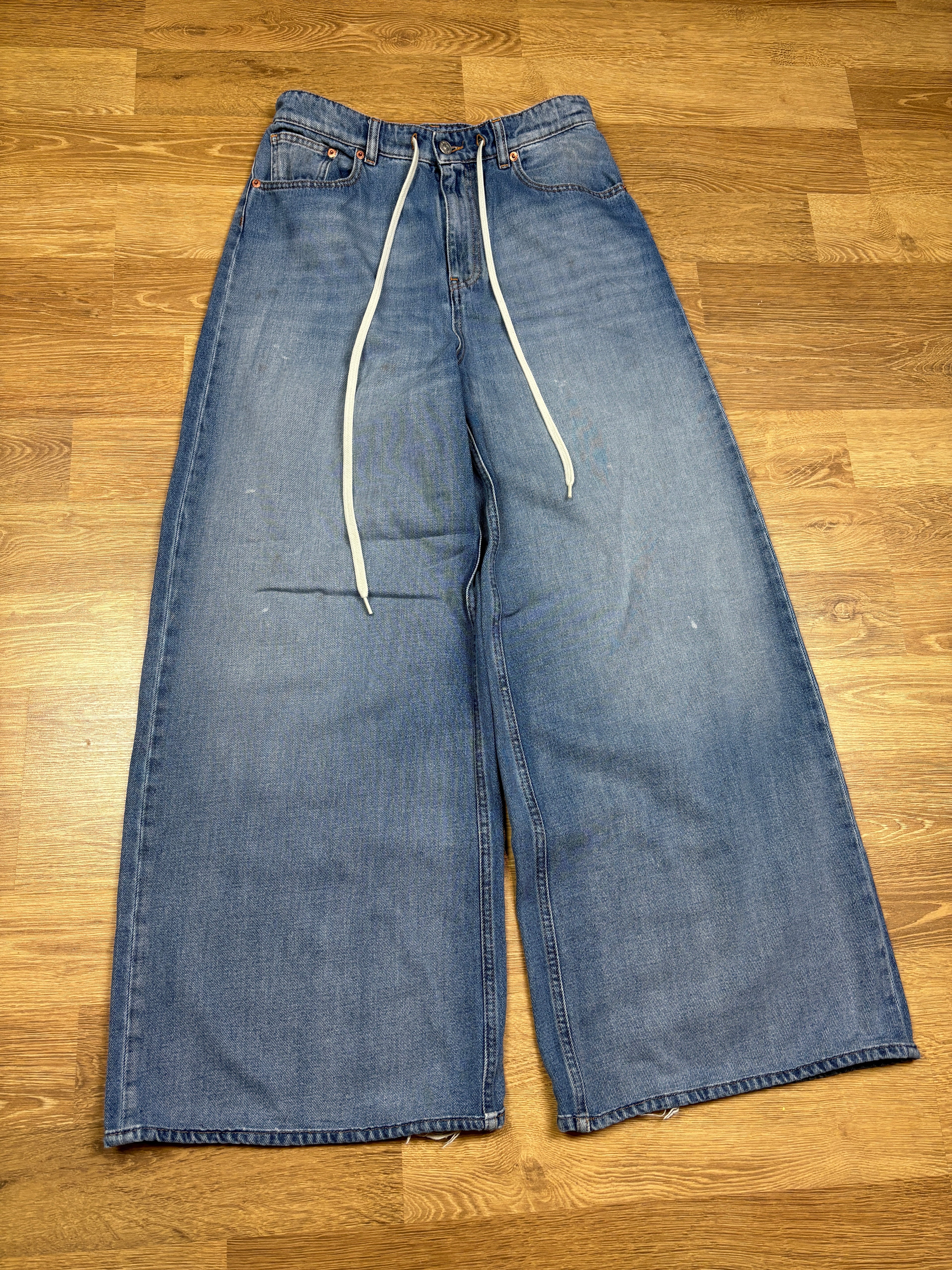 MM6 Maison Margiela Wide Leg Drawstring Denim Jeans