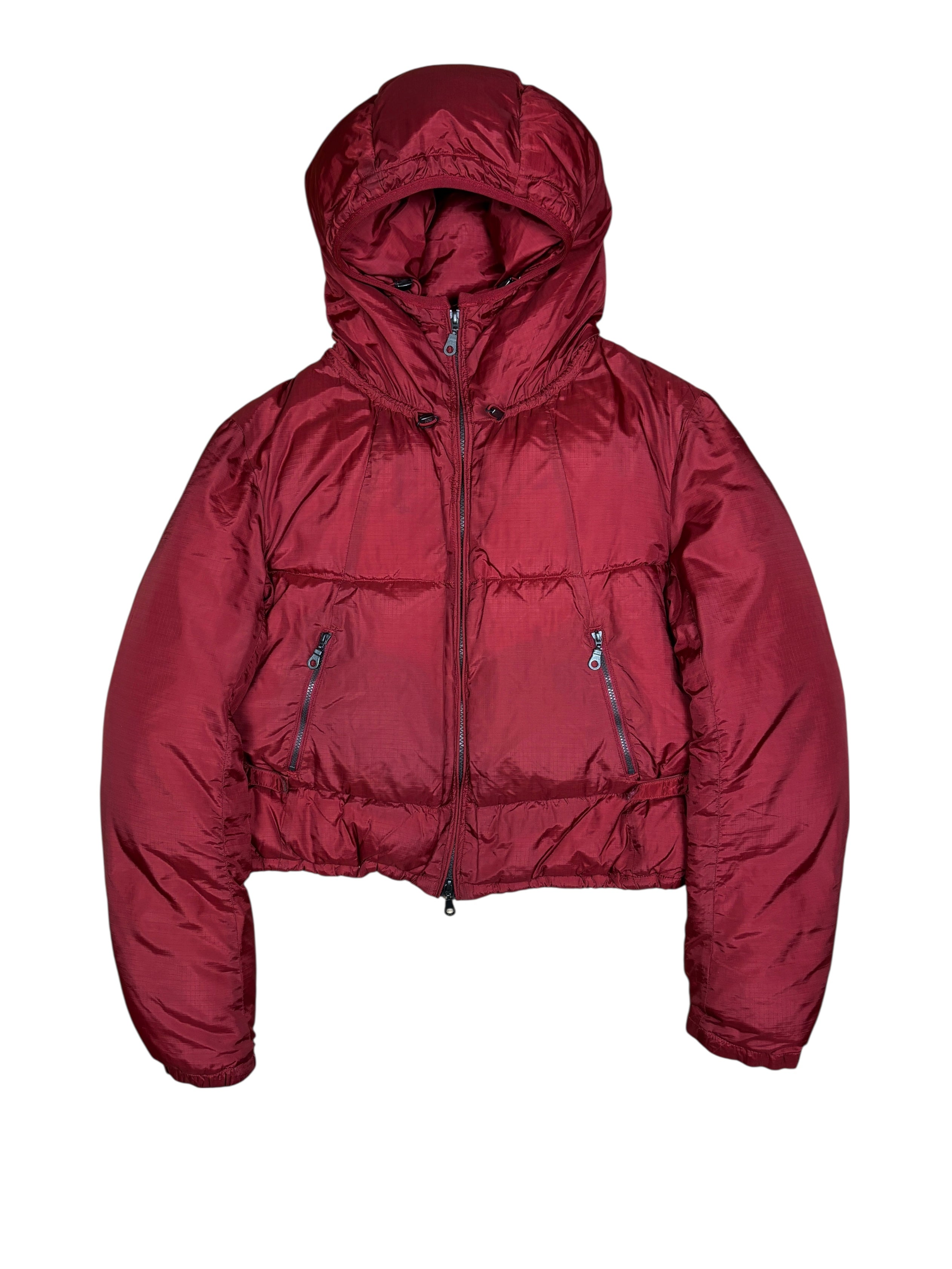 2000s Marithé François Girbaud Red Down Cropped Puffer Jacket