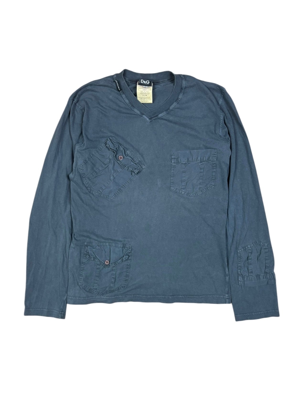 2000s Dolce & Gabbana Faded Blue Multi-Pocket Longsleeve