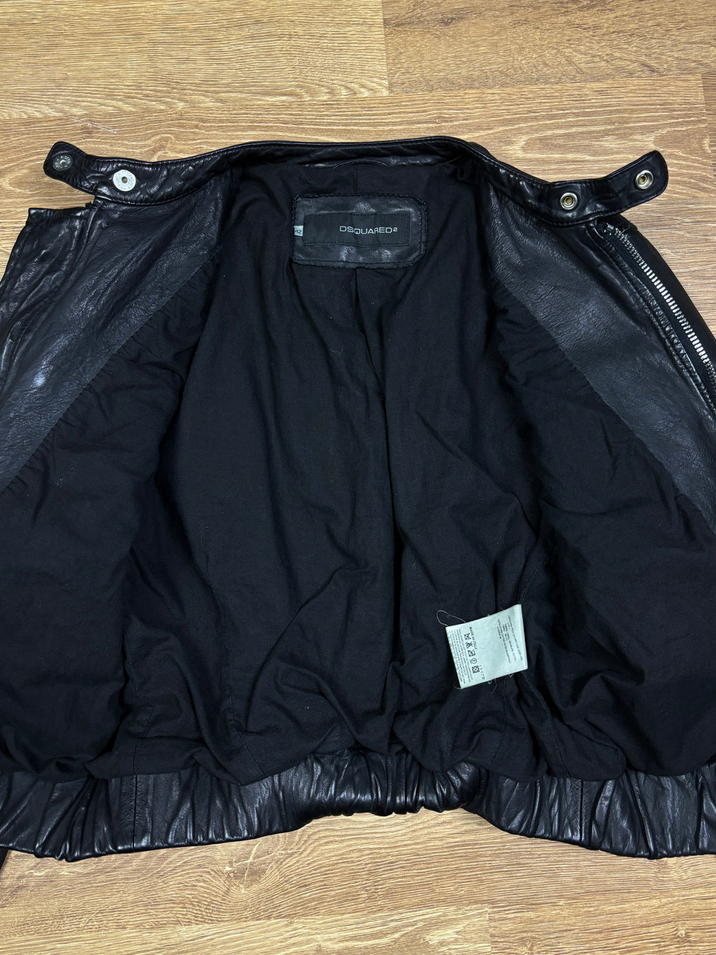 2000s Dsquared2 Cropped Black Leather Jacket
