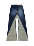 Marithé François Girbaud Two-Tone Panel Flared Denim Jeans