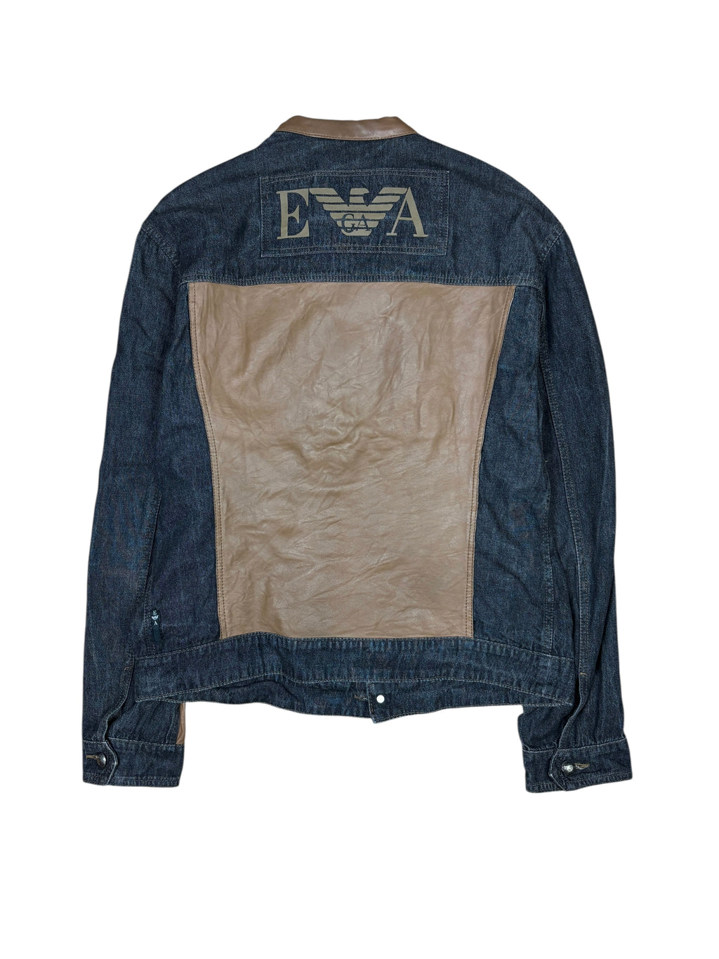 2000s Emporio Armani Denim & Leather Panel Jacket