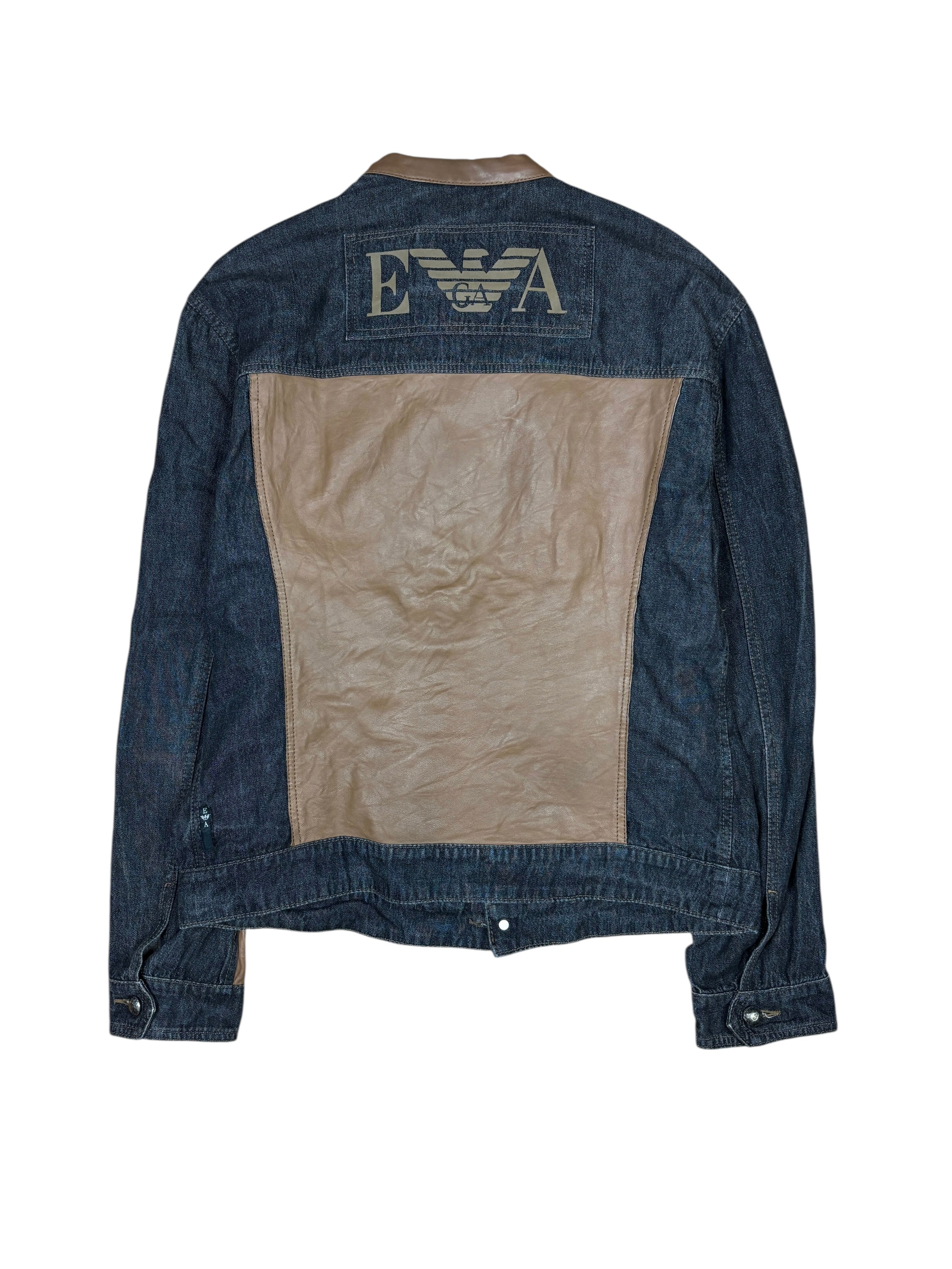 2000s Emporio Armani Denim & Leather Panel Jacket
