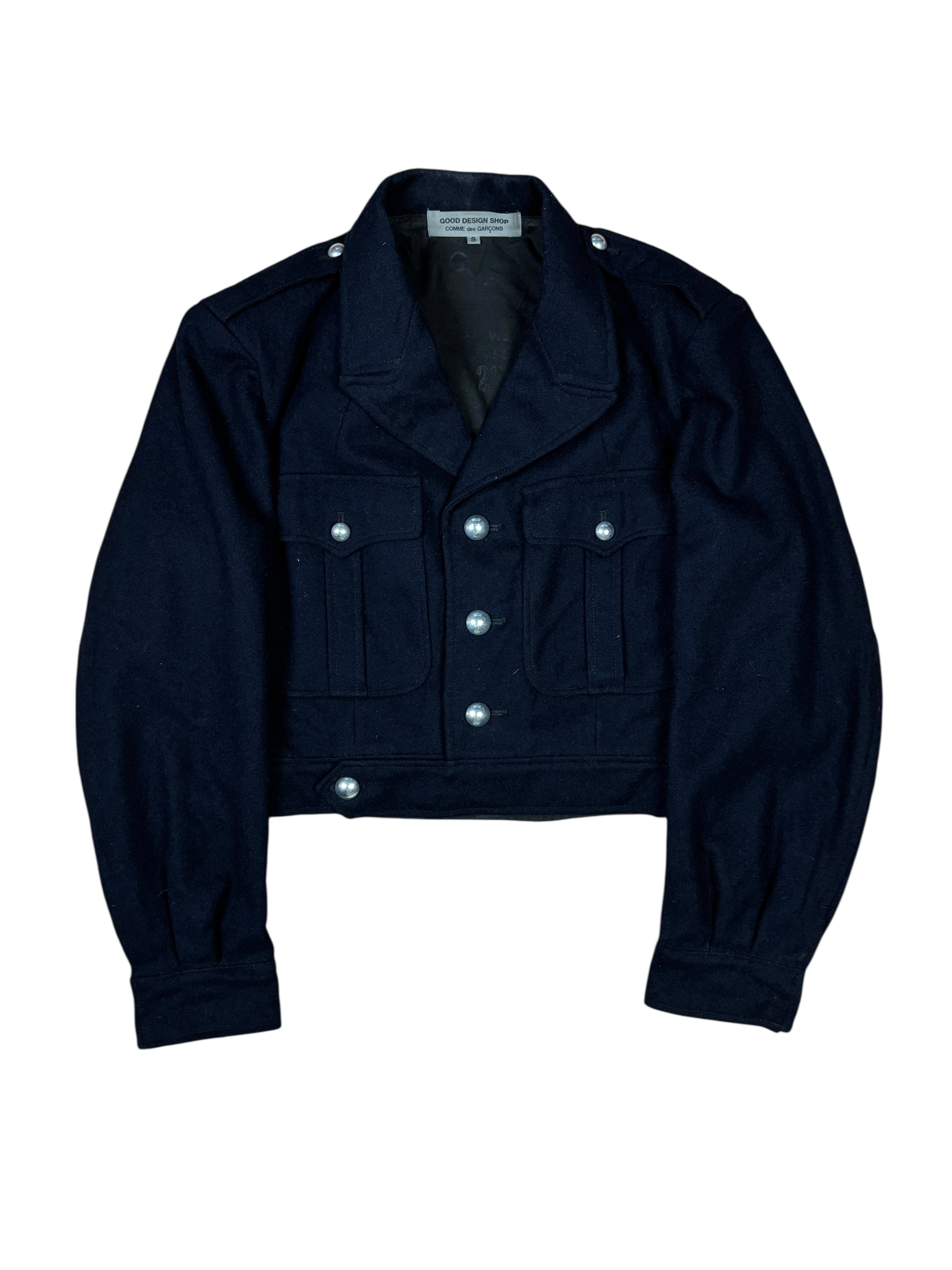 AW2015 Comme des Garçons Back Logo Cropped Wool Jacket