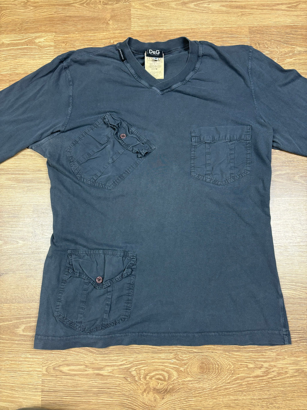 2000s Dolce & Gabbana Faded Blue Multi-Pocket Longsleeve