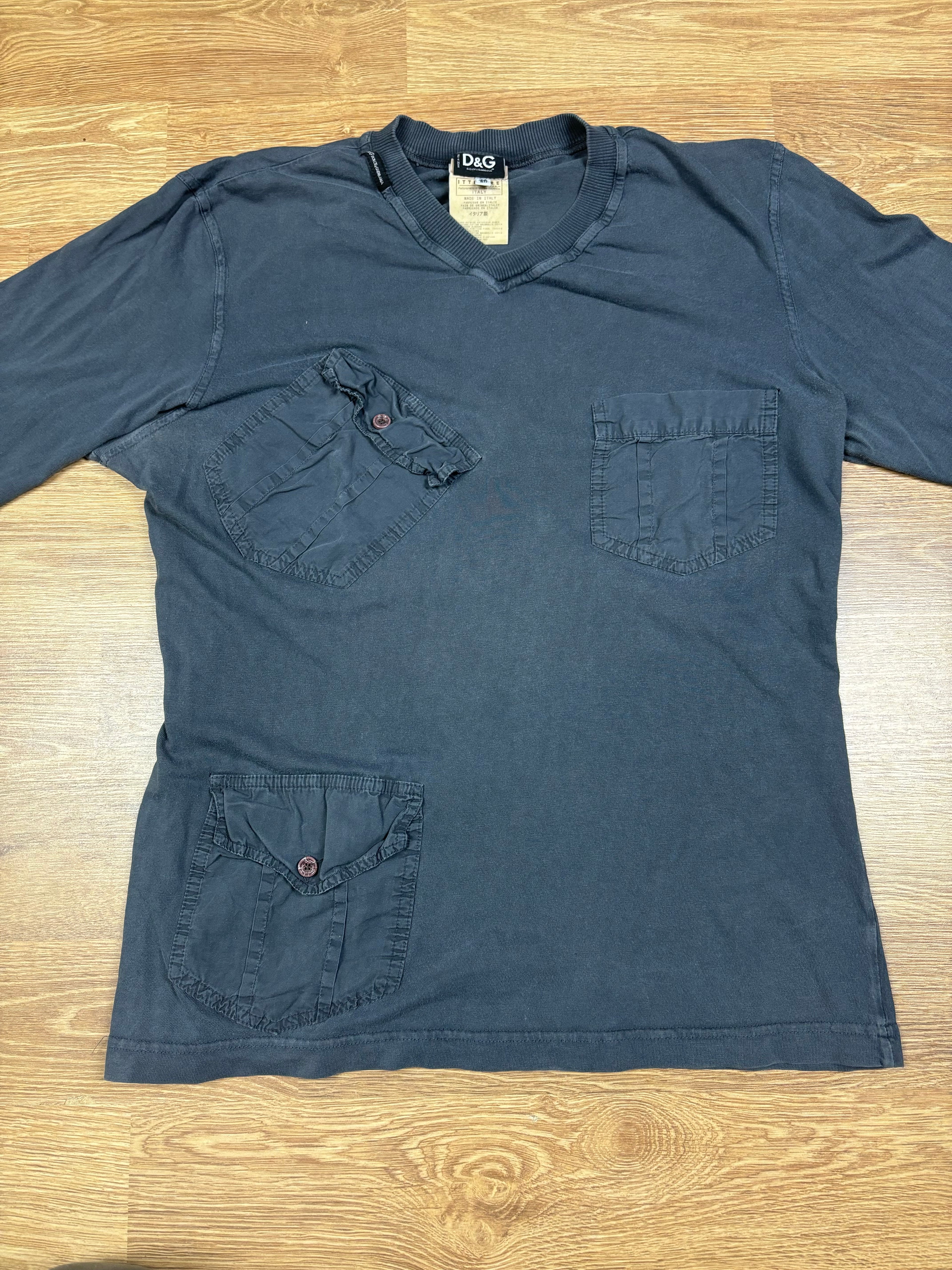 2000s Dolce & Gabbana Faded Blue Multi-Pocket Longsleeve