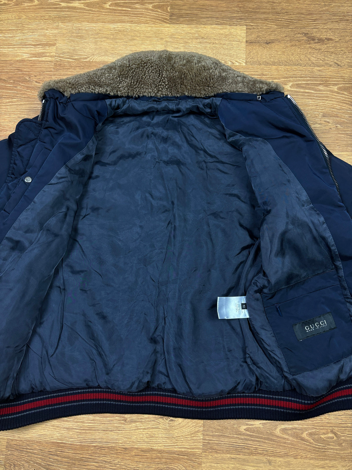 Gucci AW2011 Shearling Collar Nylon Bomber Jacket