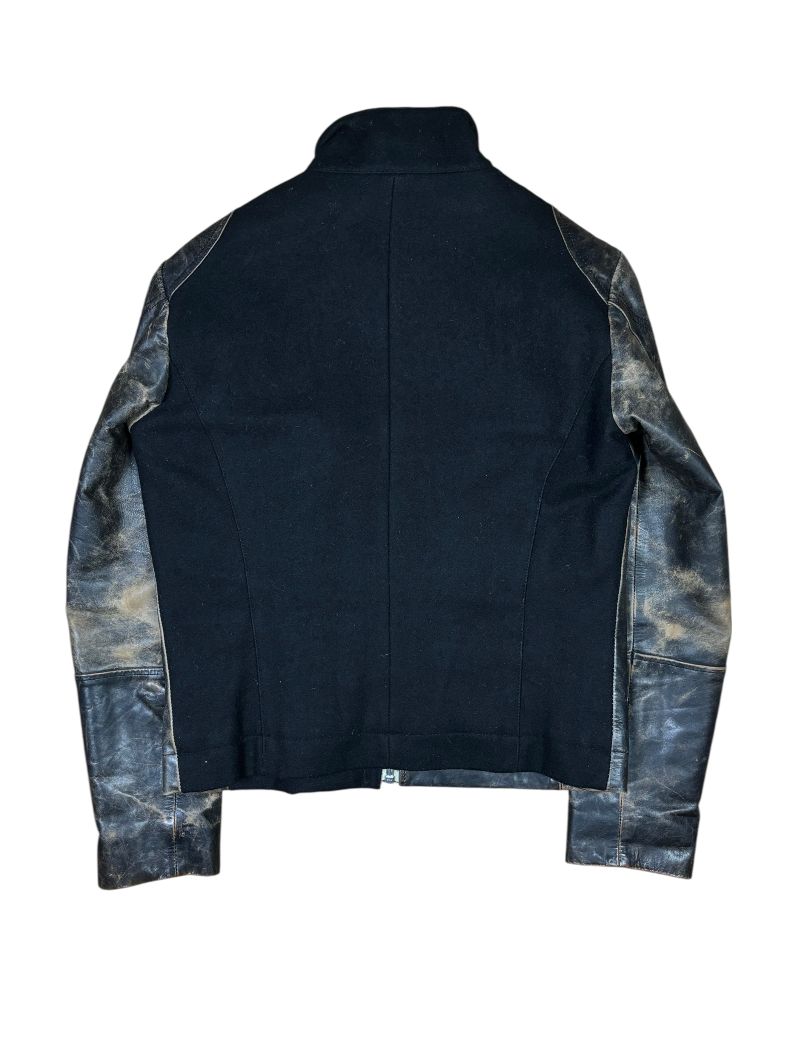 Chaqueta híbrida de cuero y lana Dirk Bikkembergs de los 2000
