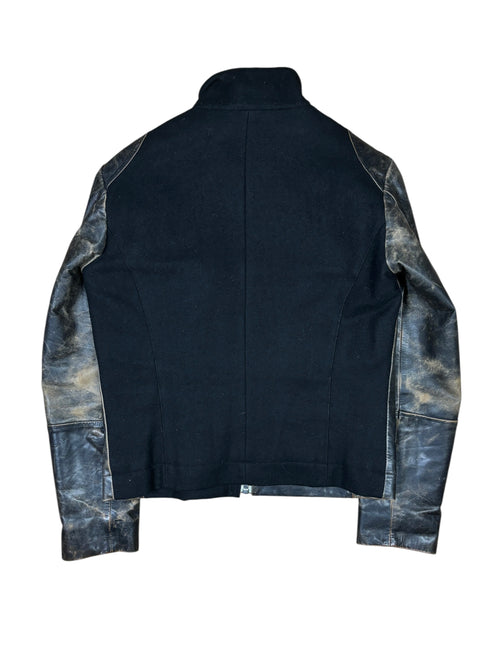 Chaqueta híbrida de cuero y lana Dirk Bikkembergs de los 2000