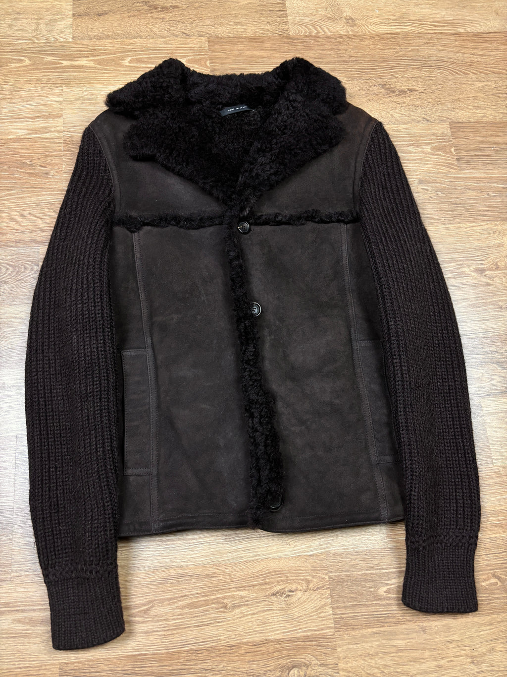 Gucci Shearling Leather & Alpaca Knit Jacket