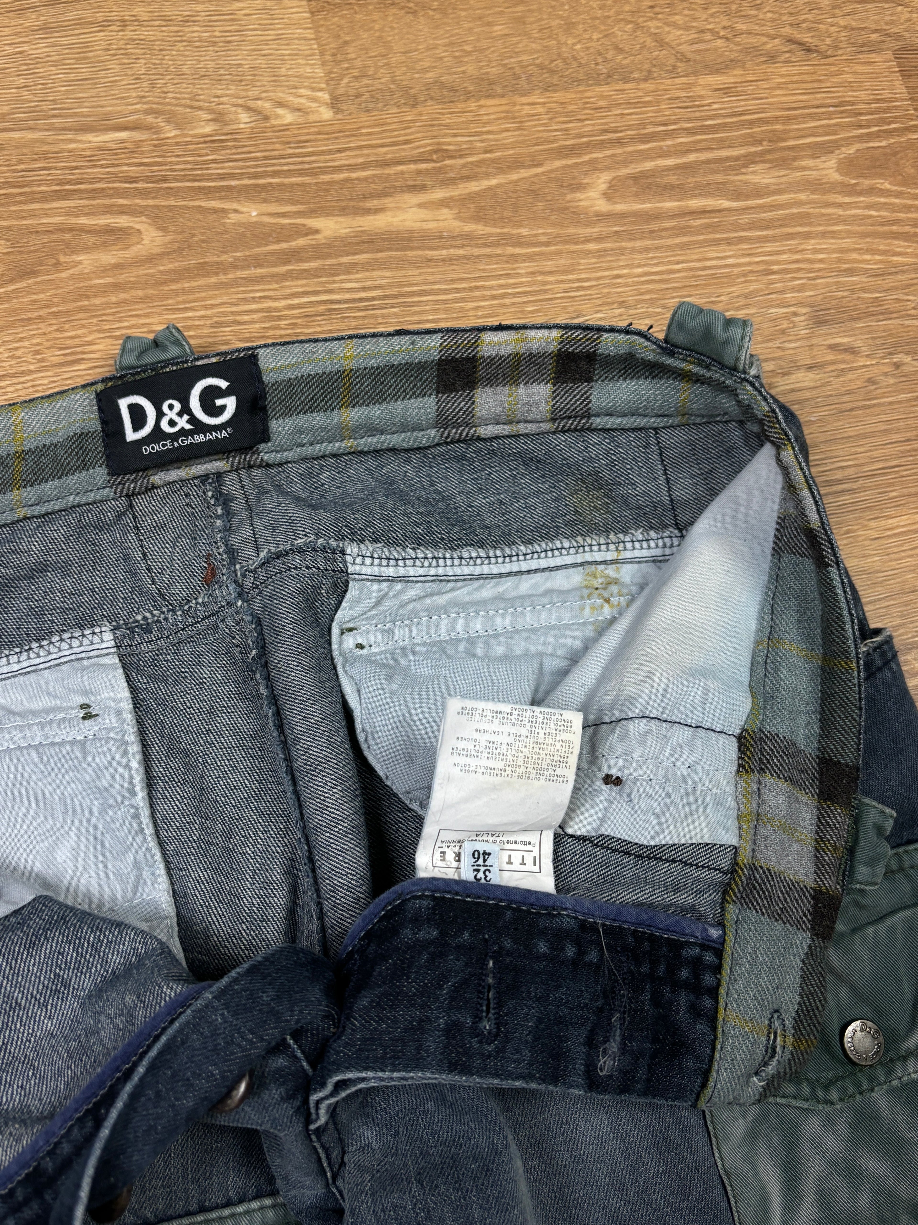 Dolce & Gabbana AW2003 Multi Pocket Zip Cargo Denim