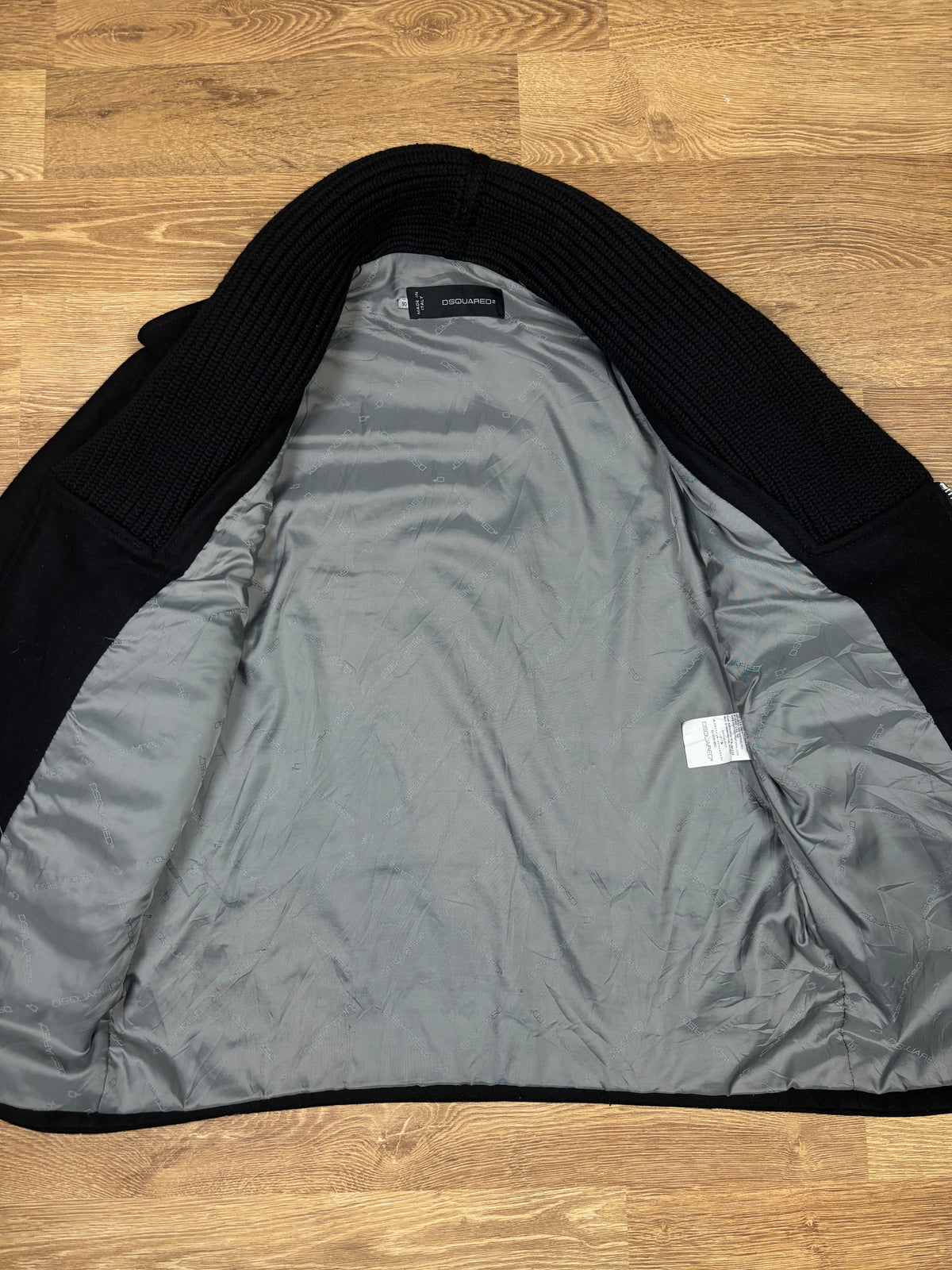 AW2013 Dsquared2 Black Wool Asymmetric Zip Jacket