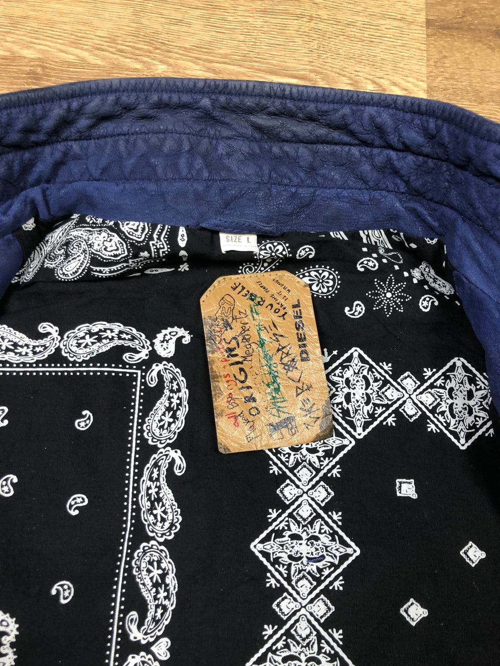 Diesel 2000s Convertible Blue Leather Jacket