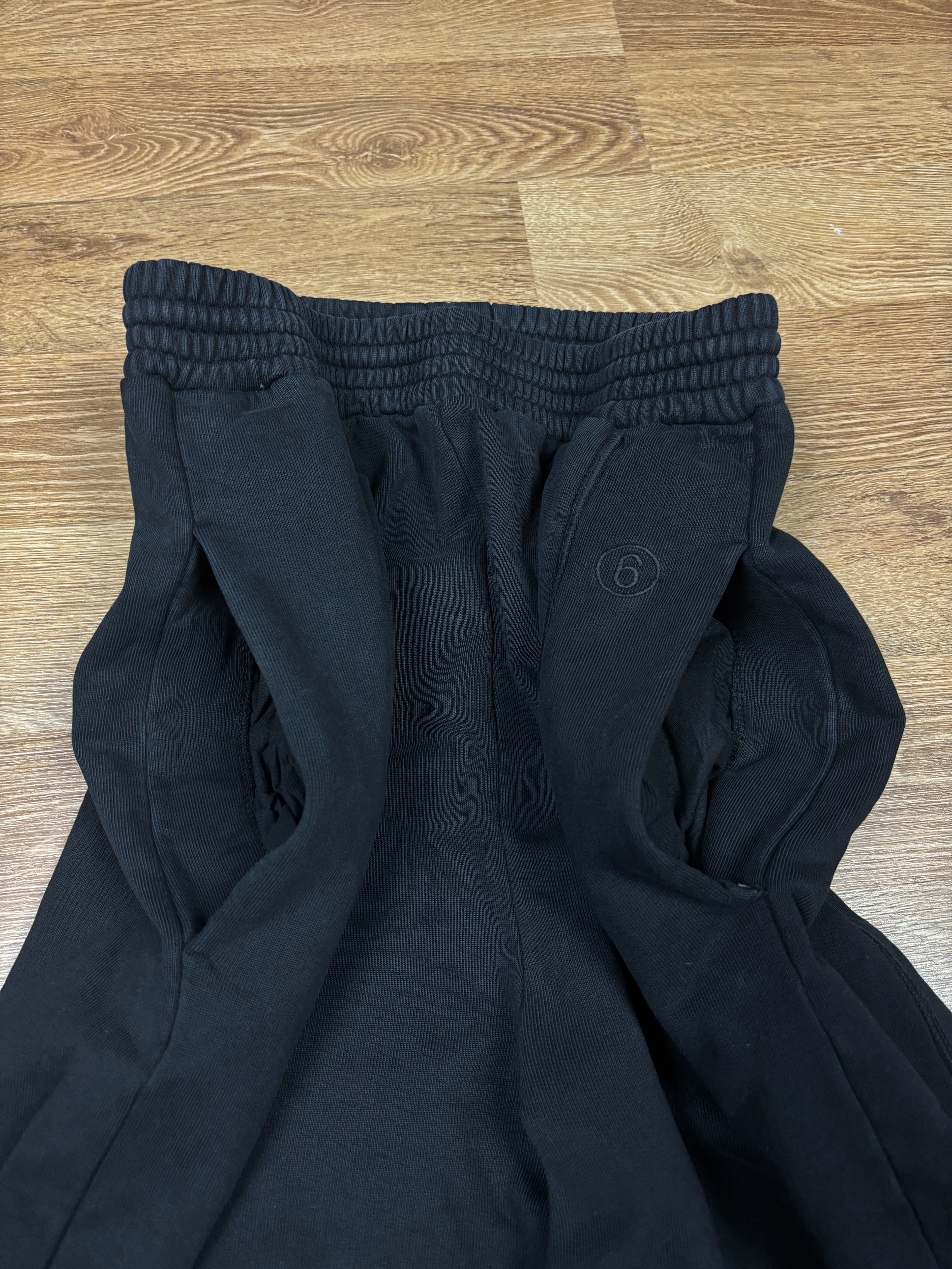 SS2022 Maison Margiela MM6 Black Elongated Panel Sweatpants