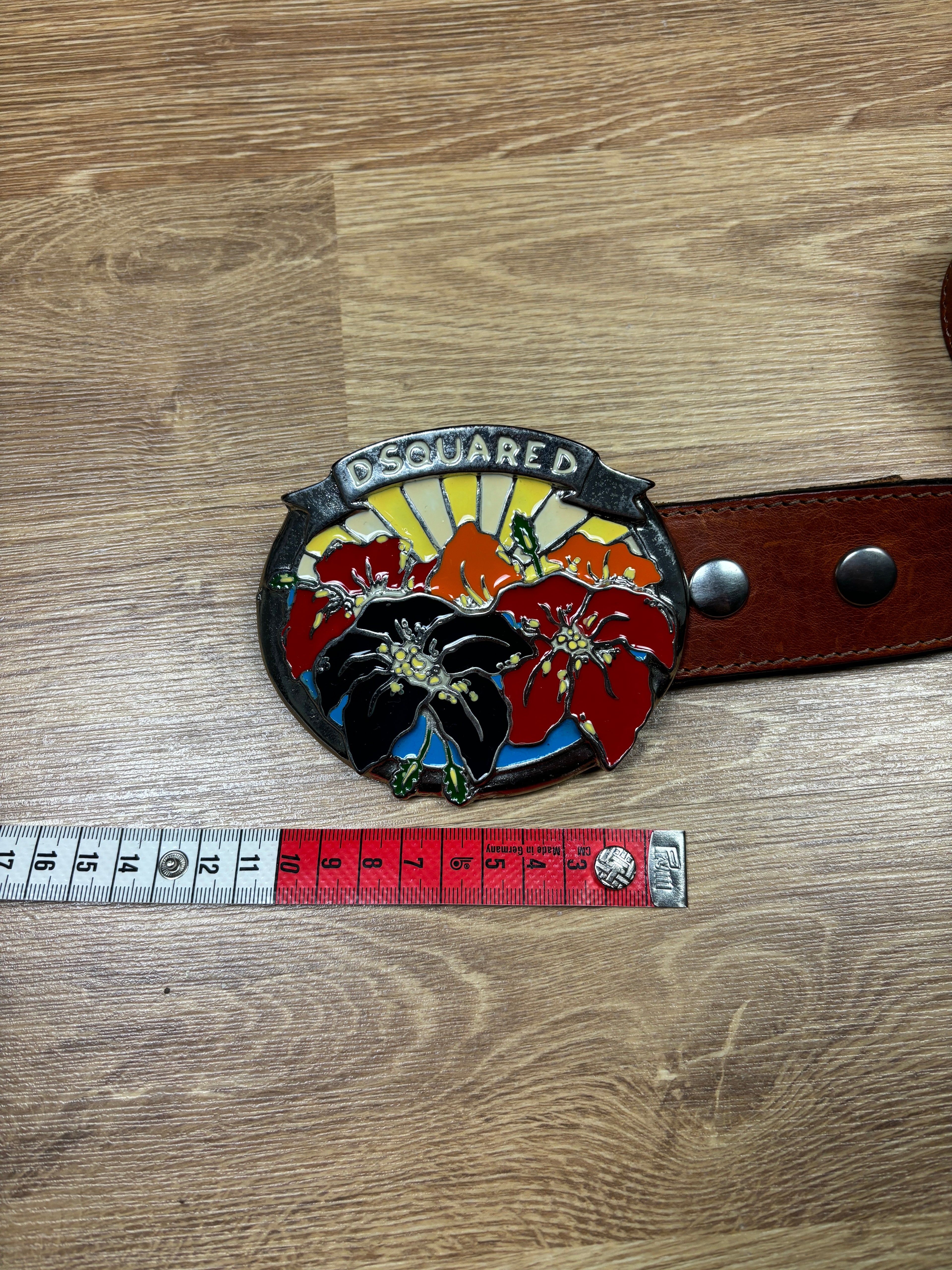 2000s Dsquared2 Floral Sunset Leather Belt